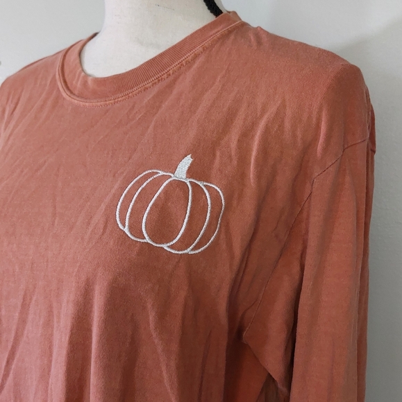 NWOT Orange Embroidered Pumpkin Shirt - Picture 3 of 5